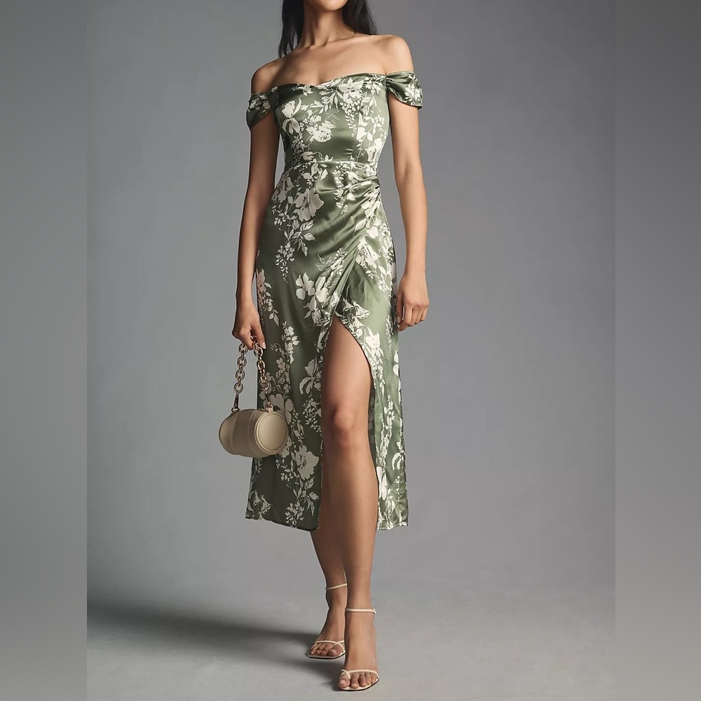 Reformation Genesis Dress in Green & White
